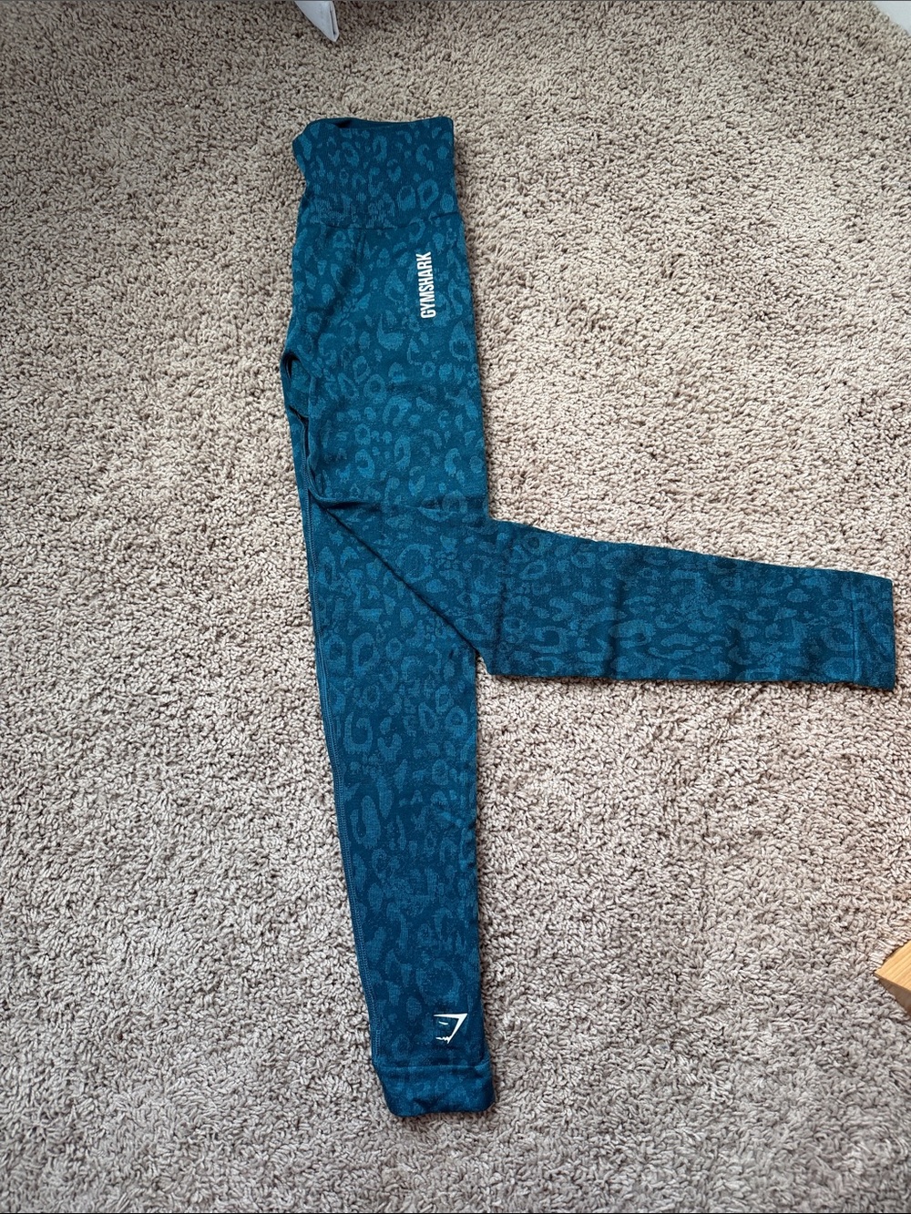 Gymshark Teal Blue Leopard-Print Leggings
